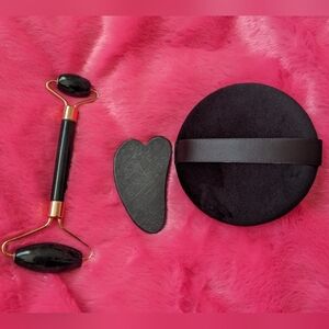 Anti-aging face and neck kit. Massage Roller, Guasha board massage, sponge.